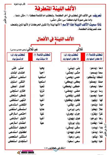 مذكرة الالف اللينة والمتطرفة شرح وتدريبات PDF | مذكرات جاهزة