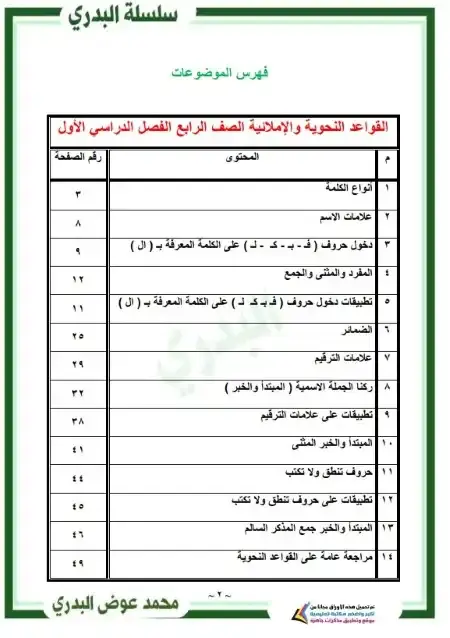 مذكرة نحو رابعة ابتدائي ترم اول 2026 مستر محمد عوض