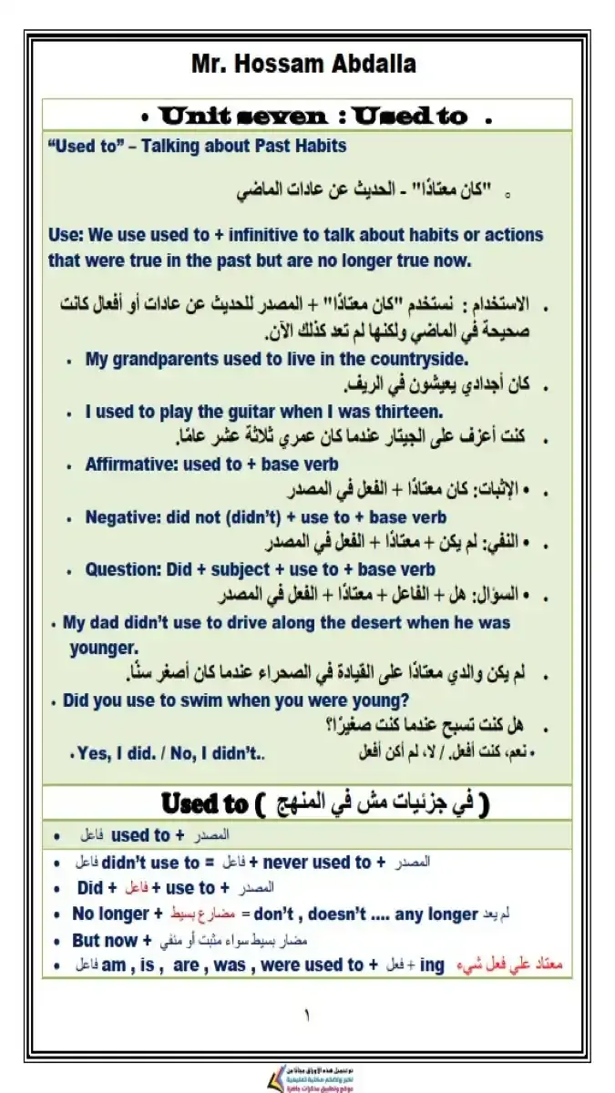 مذكرة قواعد اللغة الإنجليزية للصف الثالث الإعدادي الترم الثاني 2026 بصيغة PDF تتضمن شرحاً وتدريبات شاملة