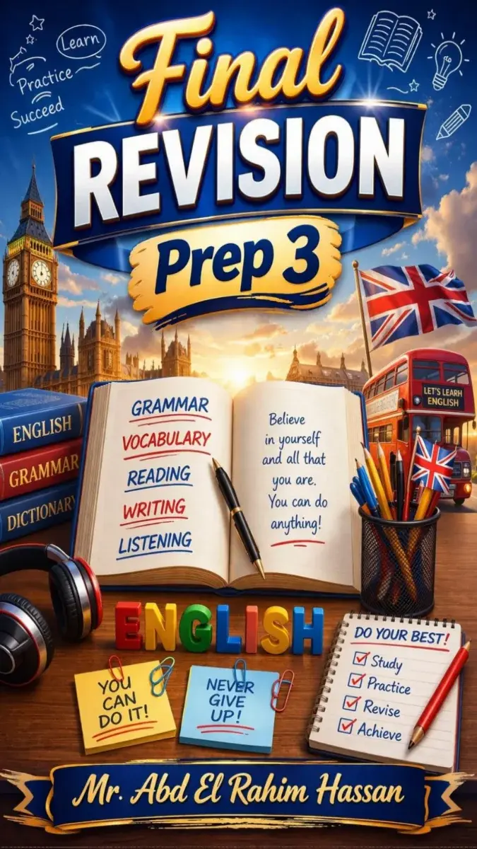 صورة غلاف مراجعة انجليزي للصف الثالث الاعدادي الترم الثاني 2026