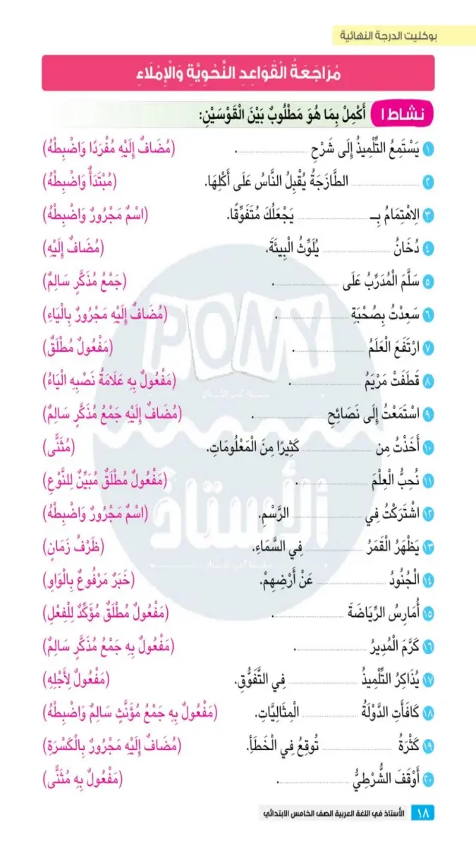 صورة غلاف مراجعة النحو والإملاء لشهر ابريل 2026 للصف الخامس الابتدائي بالإجابات