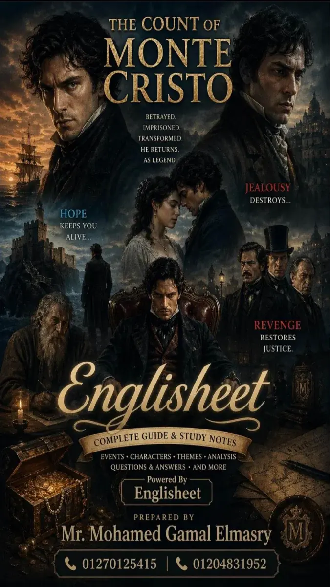 صورة غلاف مذكرة قصة The Count Of Monte Cristo للصف الثالث الثانوي 2026