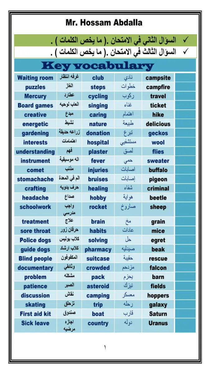 صورة غلاف مراجعة انجليزي لشهر مايو 2026 للصف الخامس الابتدائي