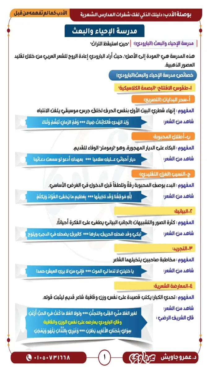 صورة غلاف شرح المدارس الشعرية للصف الثالث الثانوي 2026