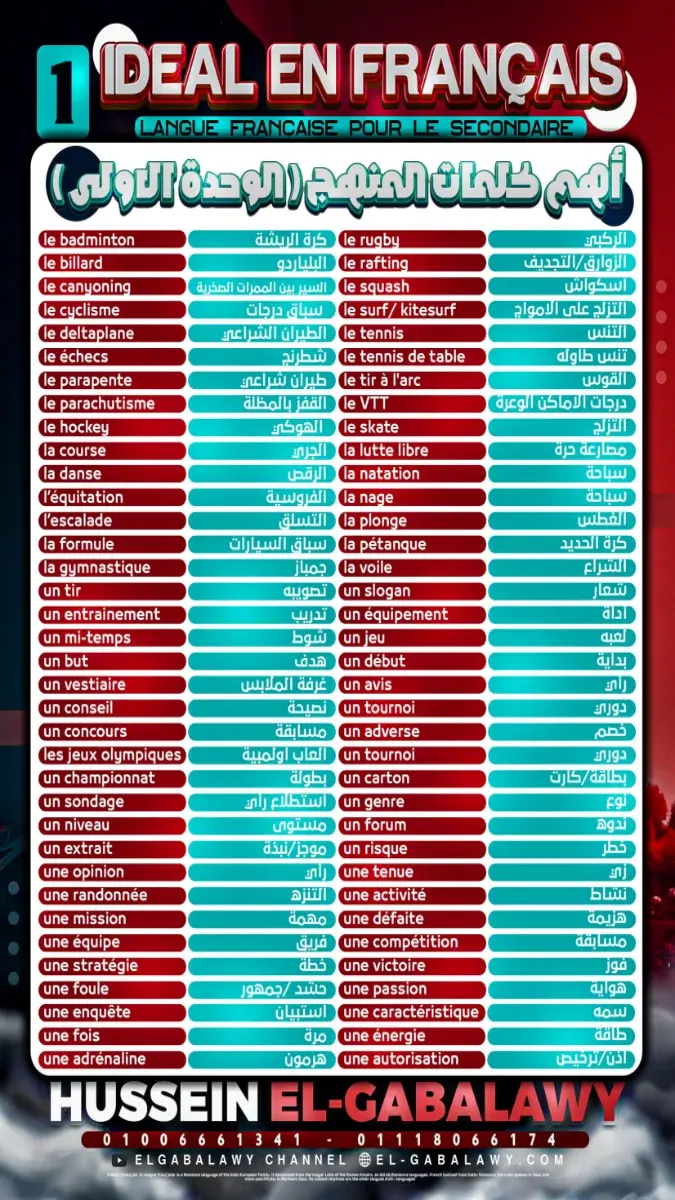صورة غلاف مذكرة كلمات منهج الفرنساوي للصف الثالث الثانوي 2026