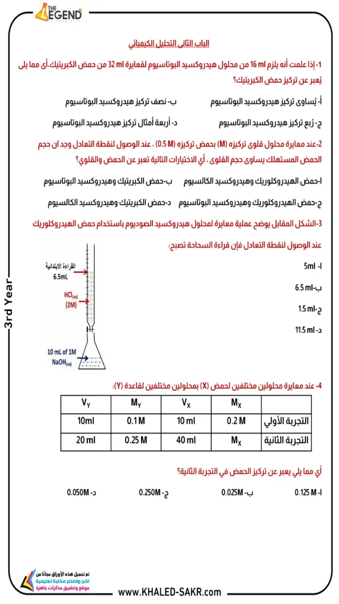 صورة غلاف مراجعة مسائل منهج الكيمياء للصف الثالث الثانوي 2026
