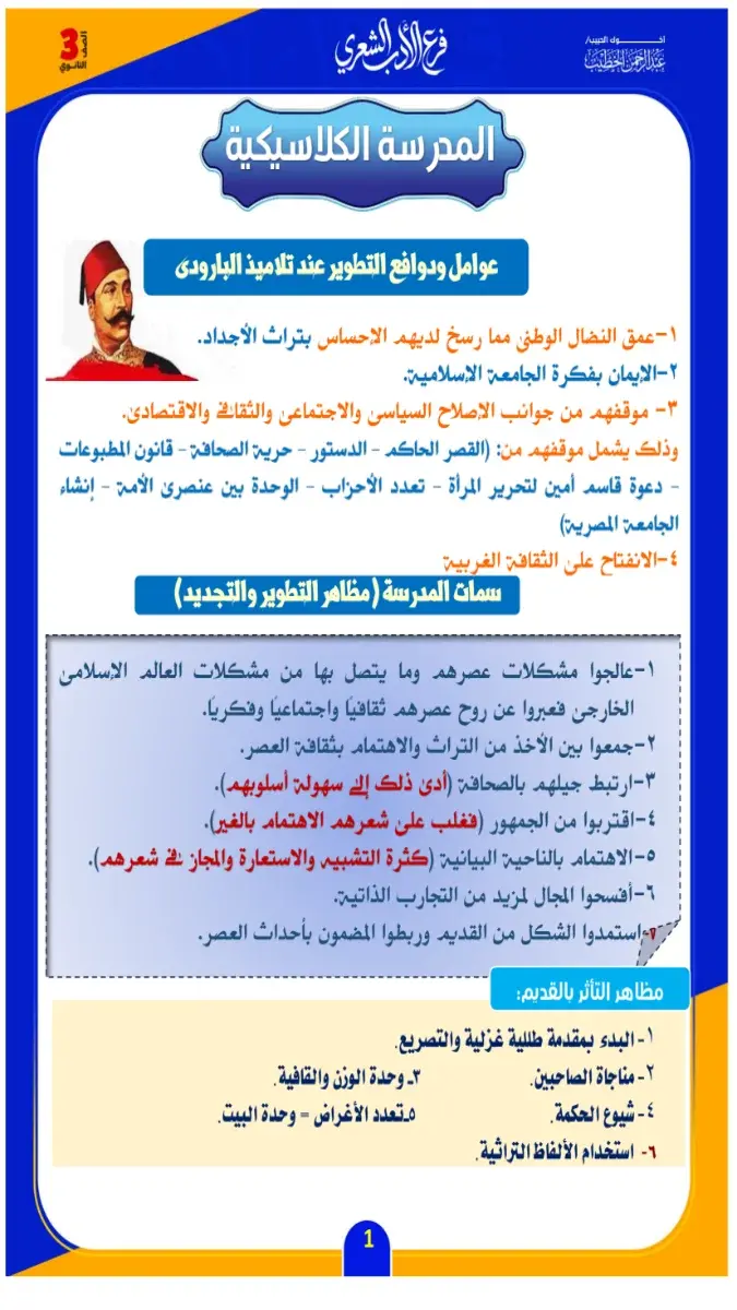 صورة غلاف مراجعة المدارس الشعرية للصف الثالث الثانوي 2026