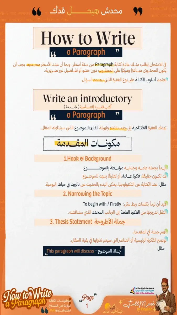 صورة غلاف مذكرة طريقة كتابة البراجراف للصف الثالث الثانوي 2026
