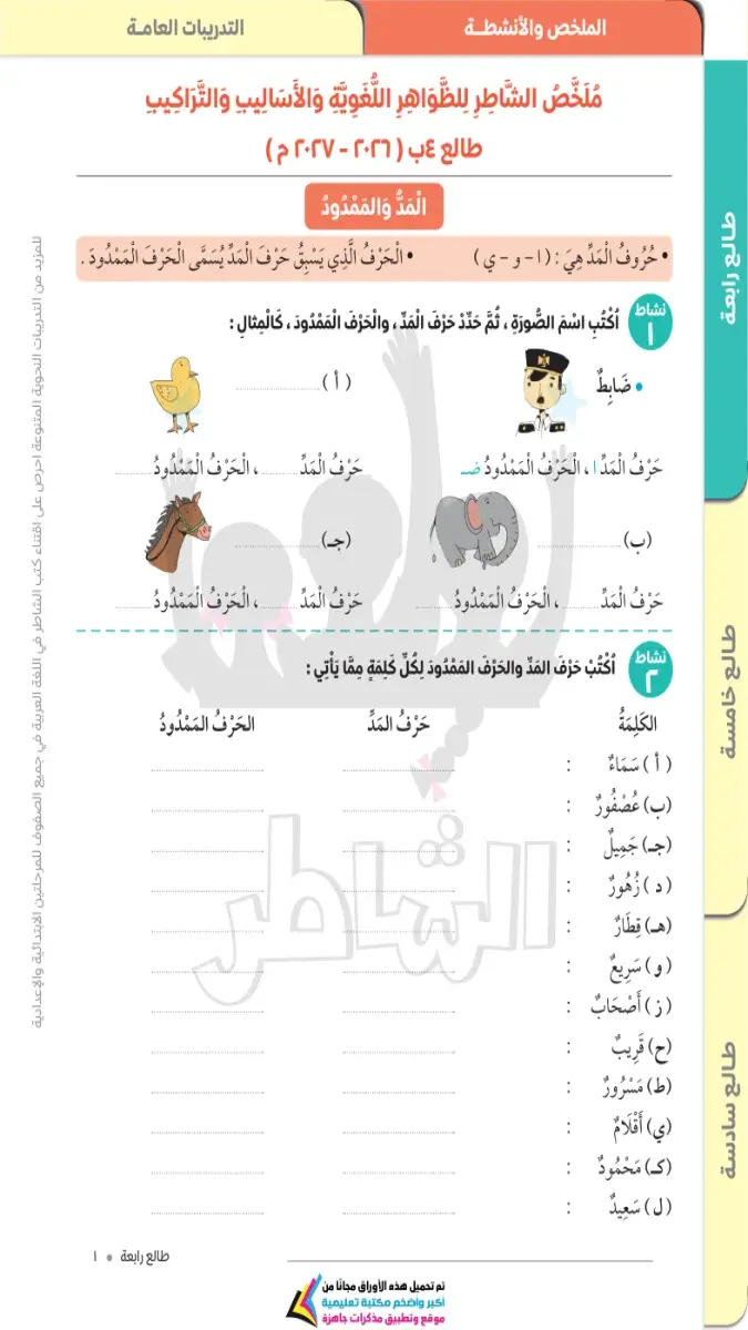 صورة غلاف مذكرة تأسيس النحو للصف الرابع الابتدائي 2027 بالاجابات
