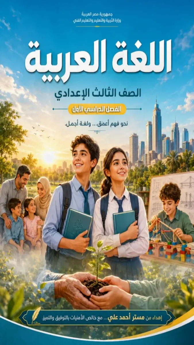 صورة غلاف كتاب اللغة العربية للصف الثالث الاعدادي الترم الاول 2027