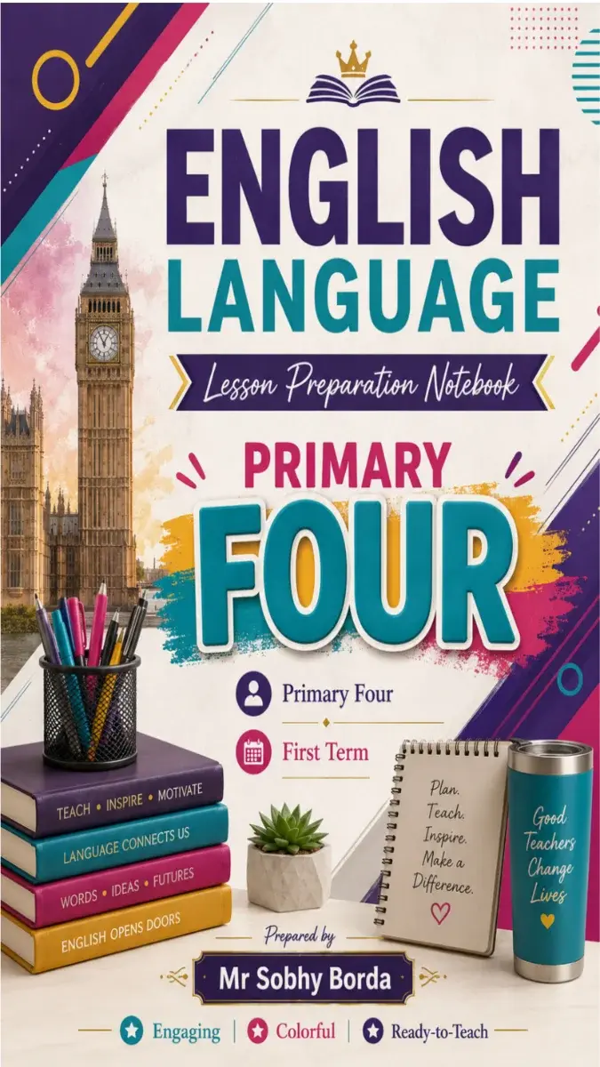 صورة غلاف دفتر تحضير دروس اللغة الانجليزية للصف الرابع الابتدائي الترم الاول 2027