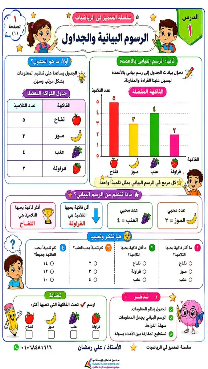 صورة غلاف مذكرة الرياضيات للصف الثاني الابتدائي الترم الاول 2027