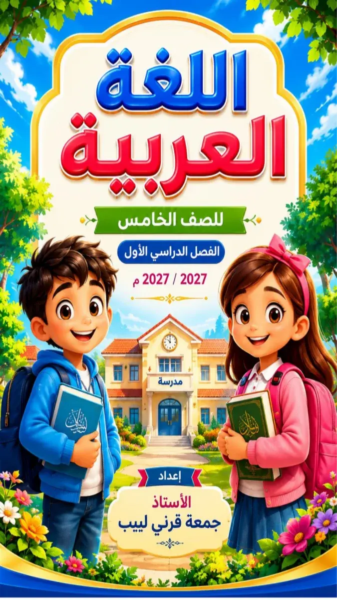 صورة غلاف مذكرة لغة عربية للصف الخامس الابتدائي الترم الاول 2027