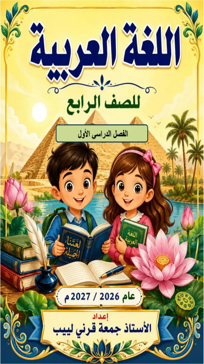 صورة غلاف مذكرة اللغة العربية الترم الاول للصف الرابع الابتدائي 2027