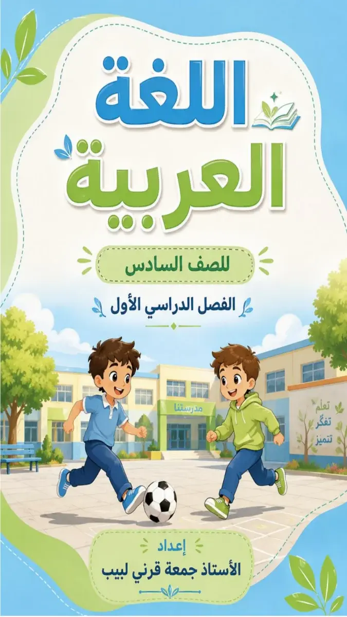 صورة غلاف مذكرة اللغة العربية للترم الأول للصف السادس الابتدائي 2027