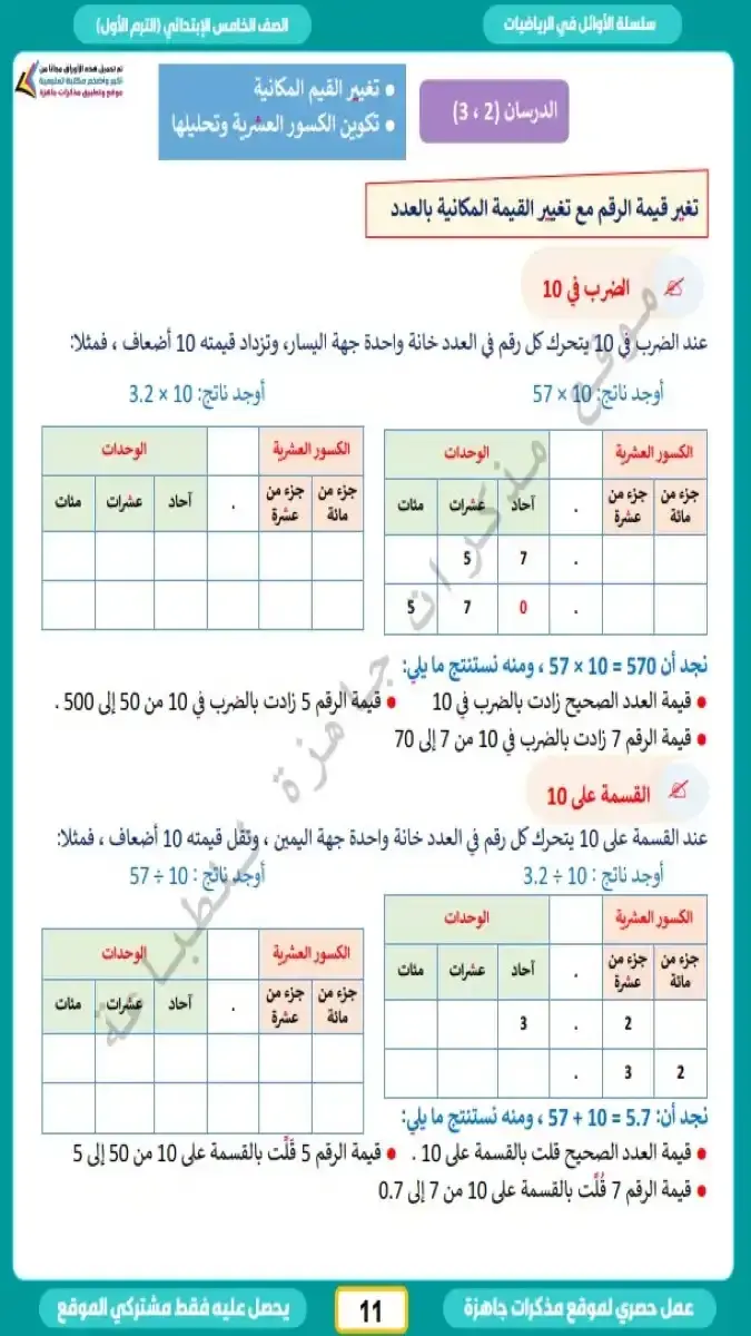 صورة غلاف مذكرة رياضيات للصف الخامس الابتدائي الترم الاول 2027