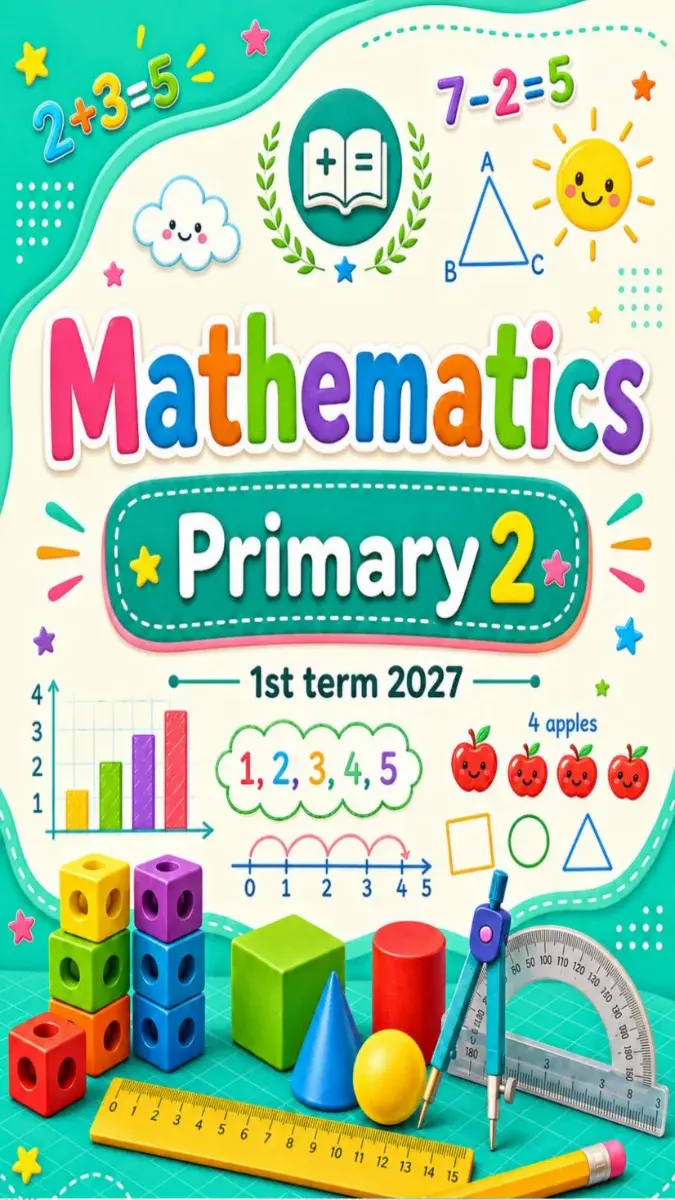 صورة غلاف مذكرة Math للصف الثاني الابتدائي الترم الاول 2027