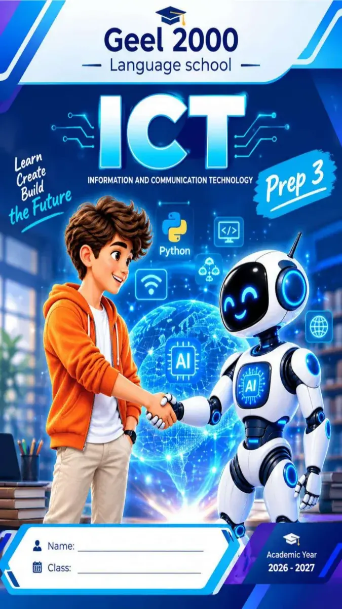 صورة غلاف مذكرة ICT لغات الترم الأول للصف الثالث الاعدادي 2027