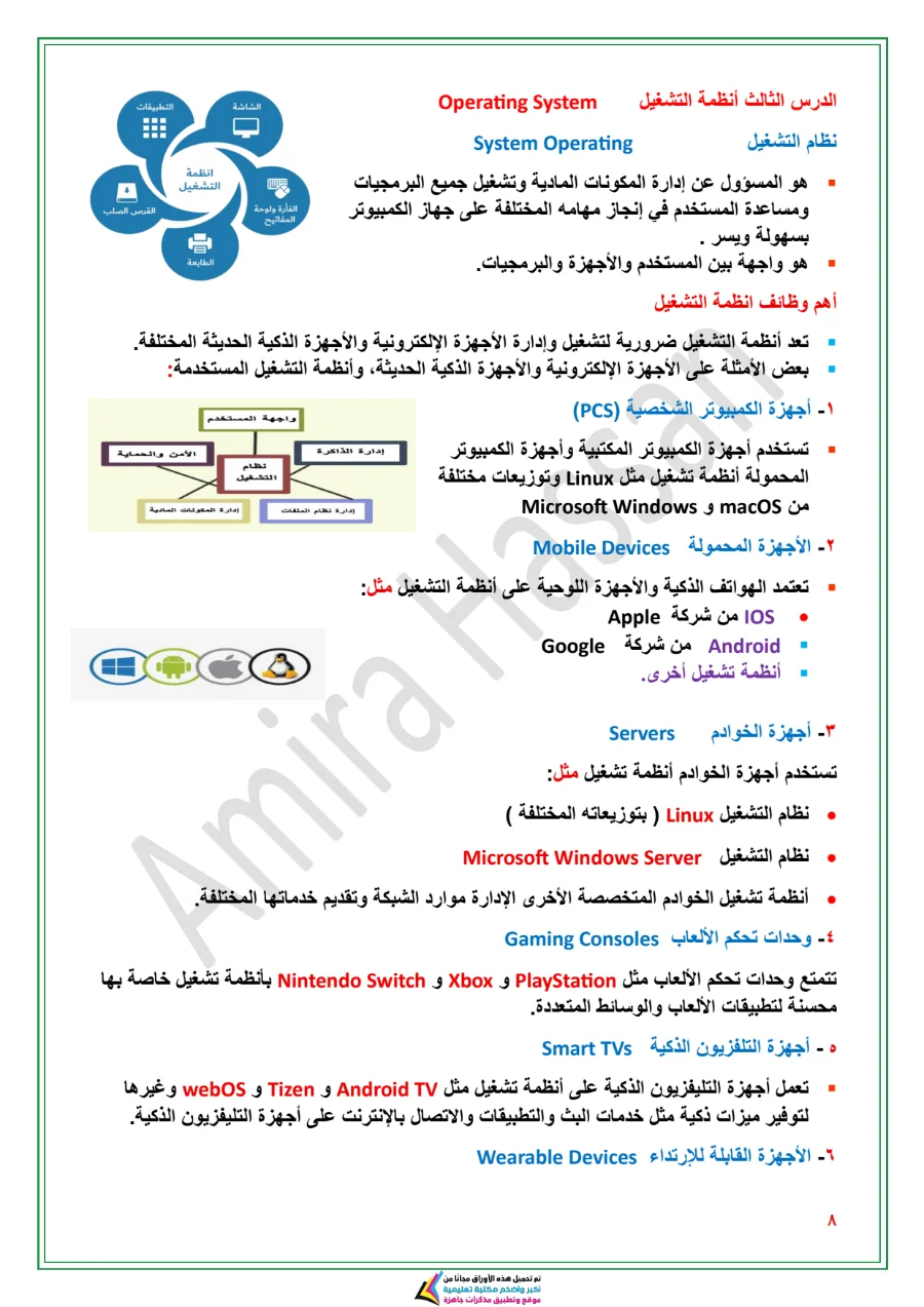 معاينة الصفحة 8 من مذكرة تكنولوجيا للصف الاول الاعدادي الترم الاول PDF 2027 مس أميرة حسن