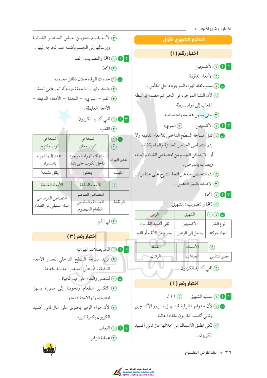 معاينة الصفحة 5 من امتحانات الشاطر لشهر أكتوبر علوم للصف السادس الابتدائي بالاجابات PDF 2027