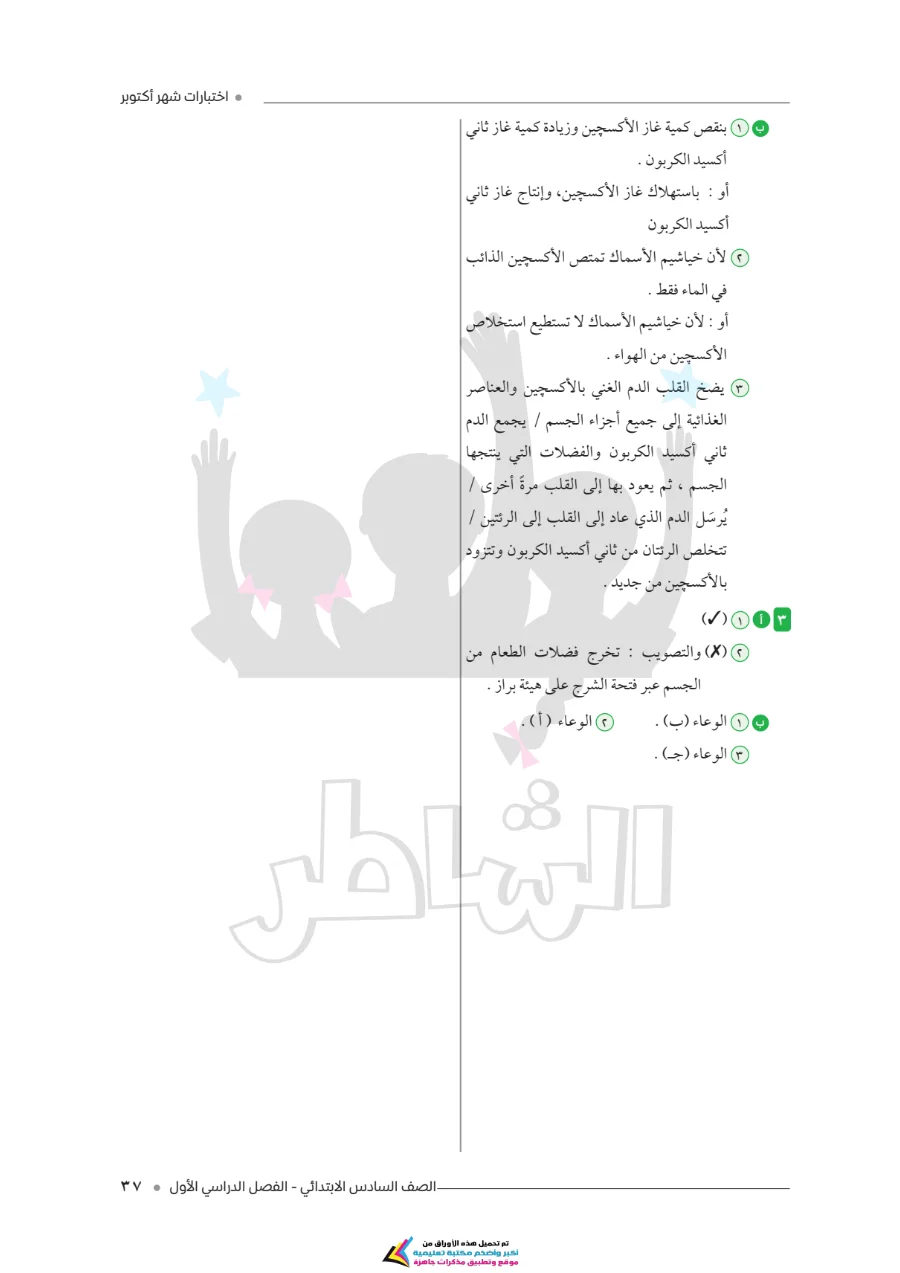 معاينة الصفحة 6 من امتحانات الشاطر لشهر أكتوبر علوم للصف السادس الابتدائي بالاجابات PDF 2027