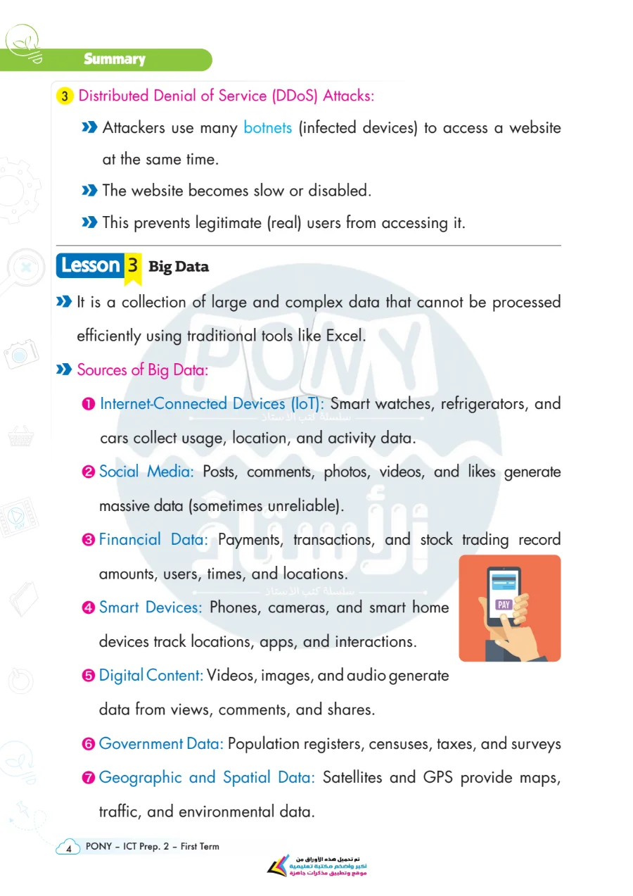 معاينة الصفحة 4 من بالاجابات مراجعة ICT شهر اكتوبر للصف الثاني الاعدادي PDF 2027 كتاب Pony