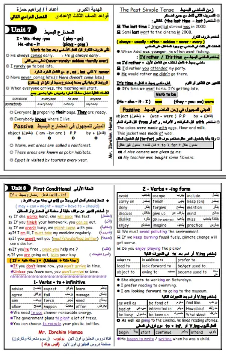 مراجعة وملخص جرامر للصف الثالث الثانوي الترم الثاني 2023 مستر ابراهيم حمزة