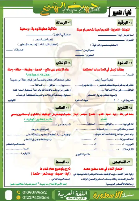 المراجعة الثانية مستر حسن الشيخ 2023 لغة عربية للصف الثاني الثانوي الترم الثاني PDF