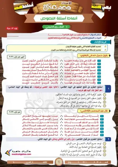تدريبات واسئلة قراءة ونصوص تالتة ثانوي مستر محمد صلاح 2024