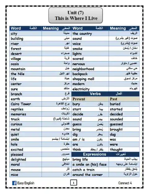 اهم كلمات منهج انجليزي رابعة ابتدائي الترم الثاني 2024 ايزي انجلش