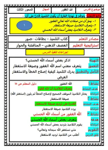 تحضير دين اولى ابتدائي الترم الثاني 2024 مستر محمد جبر