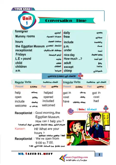 مذكرة انجليزي ستة ابتدائي ترم اول - إعداد مستر سعيد الحيت