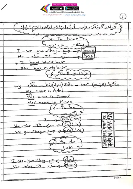 مذكرة جرامر كونكت بلس اولى ابتدائي ترم اول