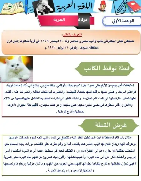 مذكرة لغة عربية للصف الأول الاعدادي الترم الاول 2024 / 2023