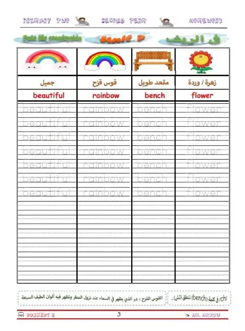 مذكرة كتابة كلمات انجليزي تانية ابتدائي الترم الثاني مستر صلاح عبدالسلام