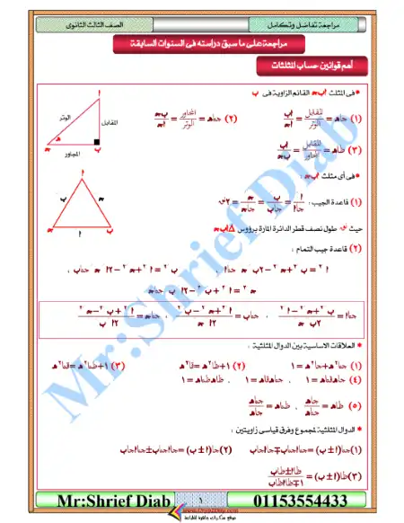 مراجعة التفاضل والتكامل - تالتة ثانوي - اعداد مستر شريف دياب