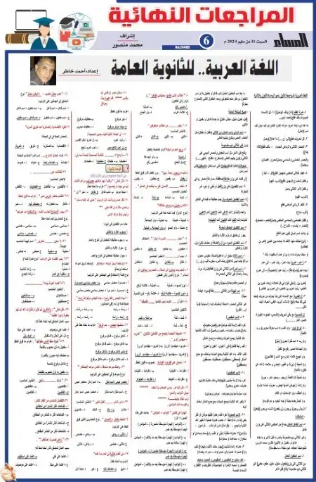 مراجعة لغة عربية تالتة ثانوي الجمهورية السبت 11 مايو 2024