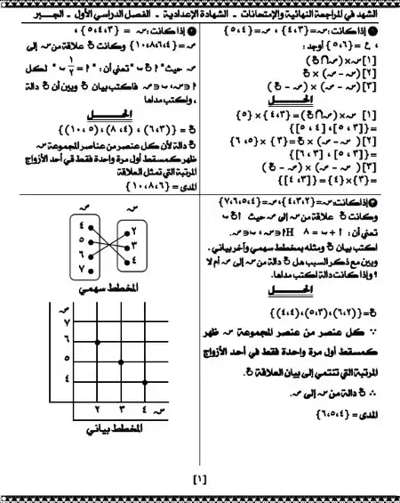 مراجعة الشهد رياضيات 3 اعدادي ترم اول بالاجابات