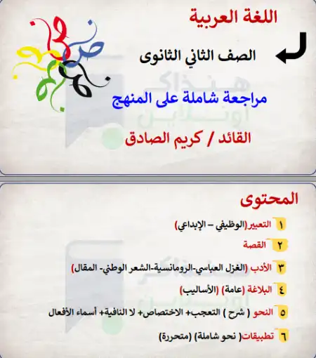 مراجعة اللغة العربية للصف الثاني الثانوي الترم الثاني مستر كريم الصادق PDF