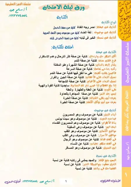 مراجعة مصغرة لغة عربية للصف الاول الثانوي الترم الثاني مستر سامح جود